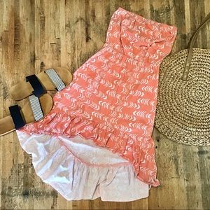 O’Neill strapless high-low coral printed dress XS